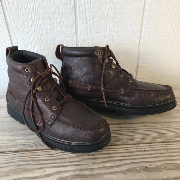 Justin Mocc Toe Lacer Mens Brown Pebbled Leather Trail and Work Boot 11 M 991 - Picture 1 of 13